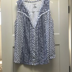 Shirt Sleeve Blue and White Tank